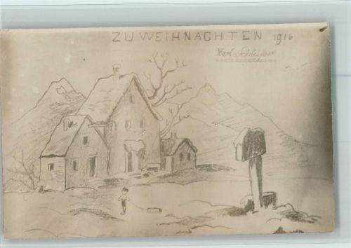 Zu Weihnachten 1916 Karl Schleifer - Handgermaltes Bild ?