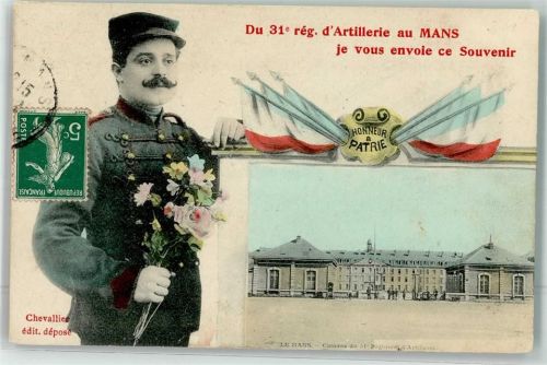 Le Mans 1915 du 31. reg. d` Artillerie Caserne Chevallier
