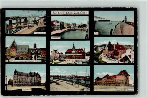 Emden Rathaus Amtsgericht Außenhafen Kaserne Leuchtturm