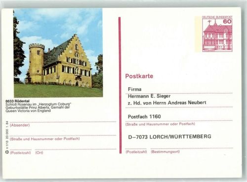 Rödental Ganzsache Schloss Rosenau