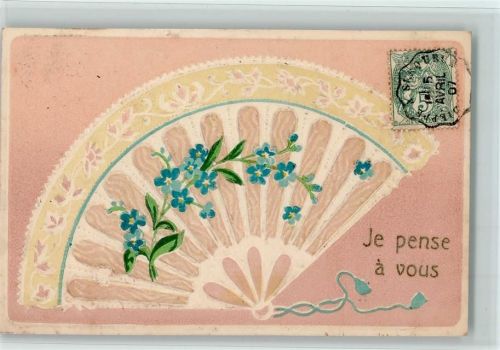 1907 Vergissmeinnicht u. Fächer AK