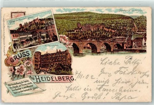 Heidelberg 1902 Kornmarkt mit Schloss Neckarbrücke Otto Heinrichsbau