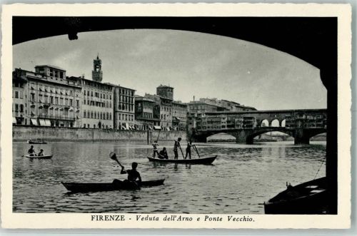 Firenze Veduta dell Arno e Ponte Vecchio Boote