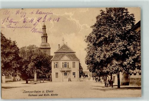 68623 W6840 Lampertheim , Hess 1915 - Rathaus Kath. Kirche