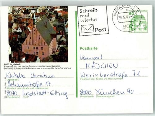 Ingolstadt Ganzsache Ehemals Bayerische Landesuniversität