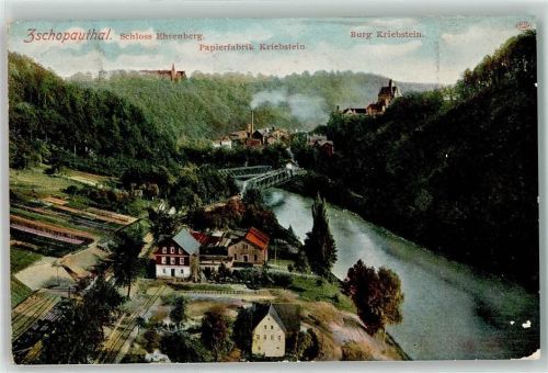 Kriebstein 1909 Schloss Ehrenberg Papierfabrik Burg