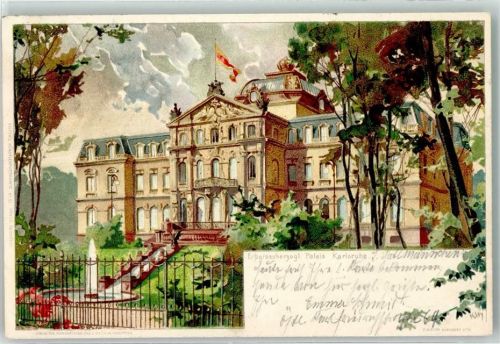 Karlsruhe 1899 Erbgrossherzogl. Palais Bahnpost Frankfurt-Basel Zug 12