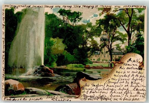 Karlsruhe 1899 Schlossgarten mit Fontaine sign. Kley