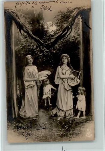 1904 NPG Serie 195 - Buchstabe M , Jugendstil AK