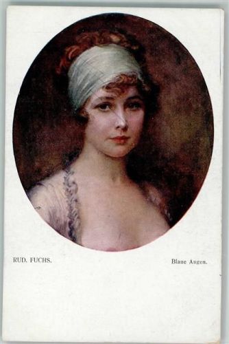 sign Fuchs - Frau mit blauen Augen - Galerie Wiener Künstler Nr. 738 AK