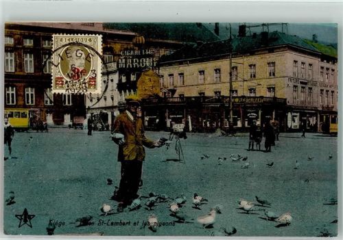 Liege 1928 Tauben füttern Photographer