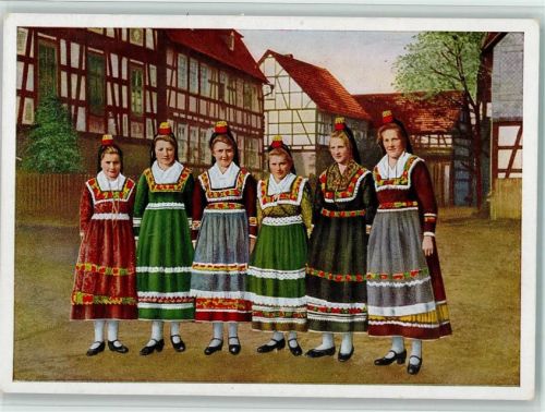 Mädchen auf dem Weg zum Kirmes - Naturfarbendruck - Verlag Hansmann Nr. 50820 AK