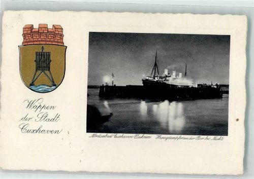 Duhnen 1939 Hapag Dampfer an der Pier bei Nacht