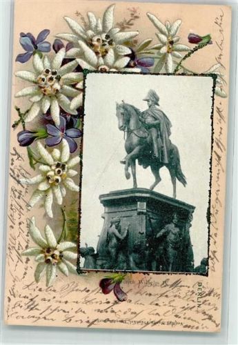Berlin Mitte 1900 mit Glimmer/Glitzerauflage Friedrich Wilhelm IV Passepartout Alpenflora Edelweiss