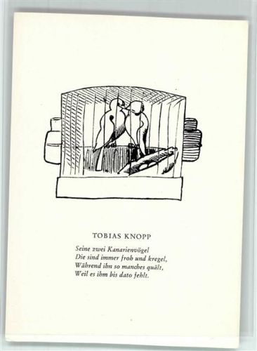 Kalender 12/67 - Tobias Knopp Kanarienvögel , gute Erhaltung AK