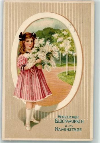 1913 Mädchen mit Fliederstrauß Lithographie S&S Serie 3618