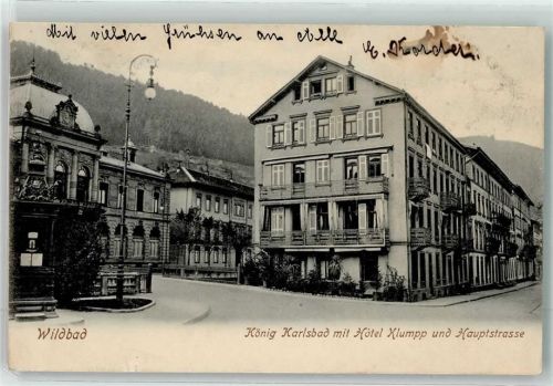 Bad Wildbad 1905 König Karlsbad mit Hotel Klumpp u. Hauptstraße