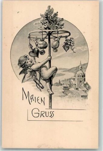 1899 Serie 145 Nr. 1 Amor Maienbaum Herz sign. Sch.