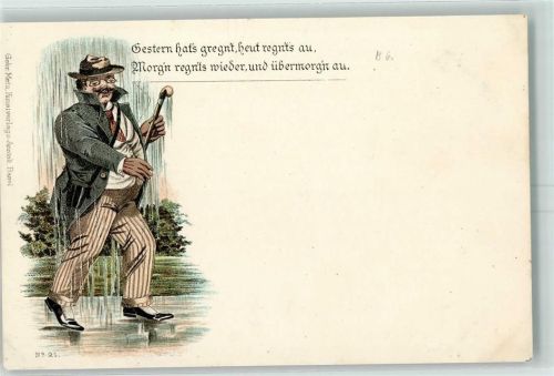 1899 Verlag Gebr. Metz Nr. 21 Es regnet ... Spruch