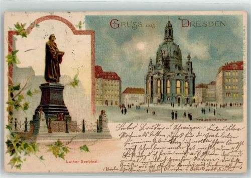 Dresden 1905 Frauenkirche Luther-Denkmal