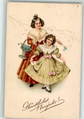 1916 Vergissmeinnicht Kind Frau Brief Lithographie