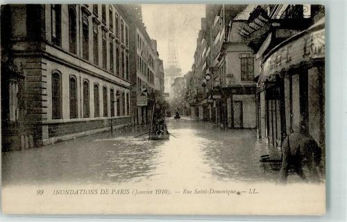 Paris 1910 Hochwasser 1910 Rue Saint-Dominique Eiffelturm