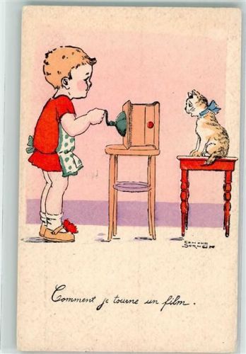 sign Sornein Edmond Kind Katze Nr 35 Kaffeemühle Künstlerkarte