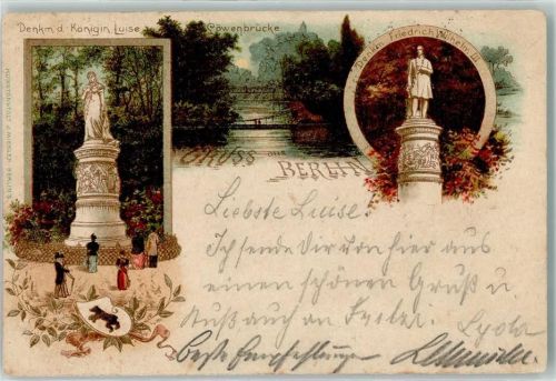Tiergarten 1900 Denkmal Königin Luise Denkmal Friedrich-Wilhelm III Löwenbrücke Berliner Bär