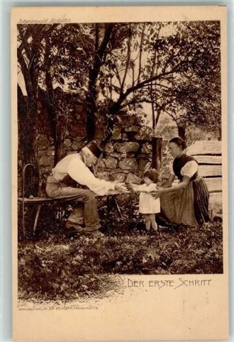1900 Enkelkind der erste Schritt Großeltern Schwarzwald Tracht