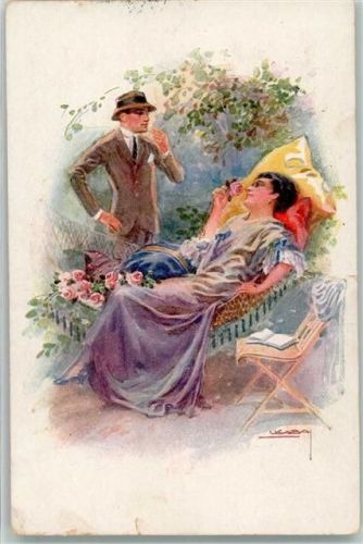 1917 Schöne Frau in Hängmatte Rosen Zigarette Erkal No.334/1