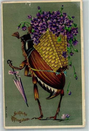 1910 Maikäfer vermenschlicht Kiepe Veilchen M.S.i.B. 14027
