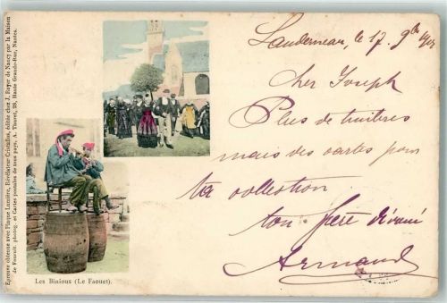 Landerneau 1901 Tracht Musiker Ort lt. Stempel