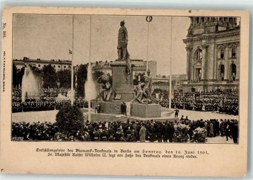 Berlin Mitte 1901 Enthüllungsfeier Kaiser Wilhelm II legt am Fuße des Denkmals einen Kranz nieder