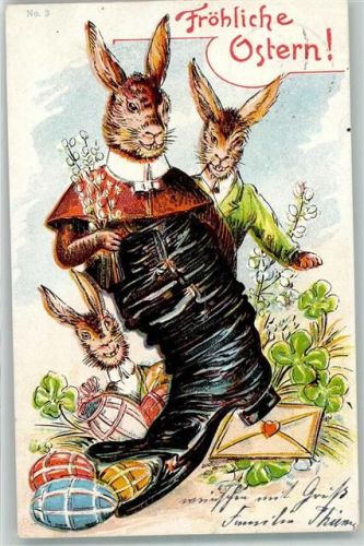 1904 Hase im Stiefel Ostereier Ostern