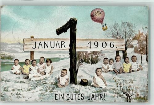 Neujahr 1906 Baby Ballon