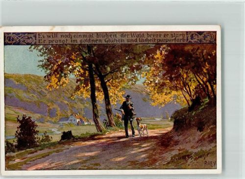 1918 Aquarell Herbst Kunstverlag H.F.Abshagen Nr.227