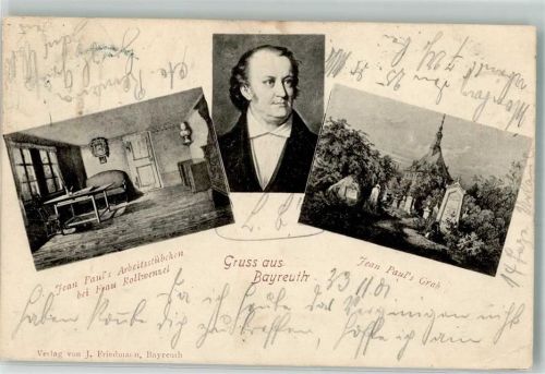 Bayreuth 1901 Portrait Jean Paul Denkmal Grabstein Arbeitszimmer