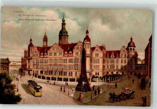 Dresden Straßenbahn Denkmal Wettinsäule Schloss