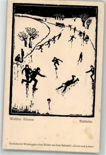 Eisläufer Schlittschuh von Walther Klemm Kunst und Leben Künstlerkarte