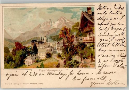 Berchtesgaden 1899 Lithographie leichte Abschürfungen