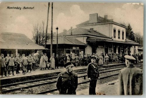 Montmedy 1915 Bahnhof Uniform Feldpost WK I Garde Ersatz-Div.