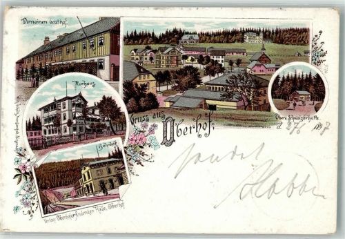 Oberhof Lithographie Schweizerhütte Kurhaus Gasthaus Domainen