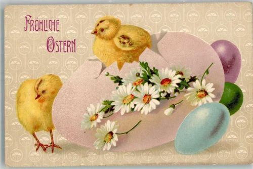 Küken schlüpfen aus bunten Eiern