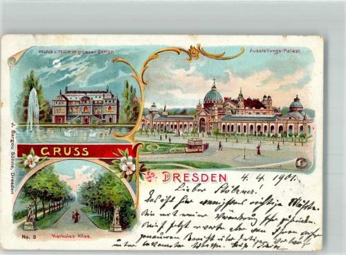Dresden 1901 Ausstellungspalast Herulesallee