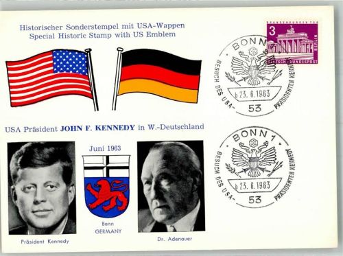 USA Wappen John F. Kennedy m. Konrad Adenauer in West Berlin 23.6.1963