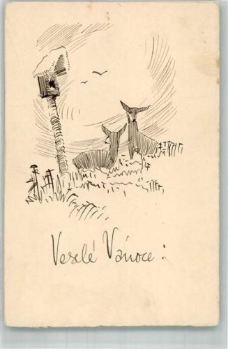 1931 Vesele Vanoce Vogelhaus Rehe