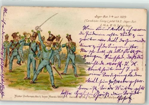 Jäger Bat. 1-4 Carabinier-Comp jetzt 1 & 2 Jäger Bat. Uniformen des bayr. Heeres 1800/73