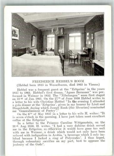 Weimar Friedrich Hebbel`s Zimmer Parkhotel zum Erbprinzen