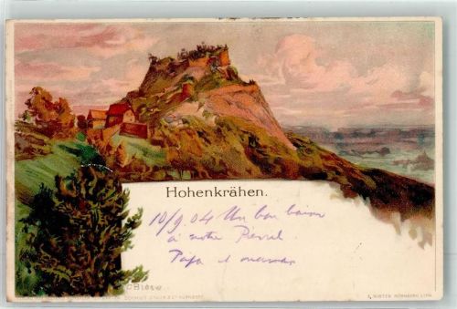 Hilzingen 1904 Burgruine Hohenkrähen sign. C.Biese