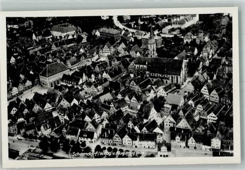 Schorndorf 1942 Fliegeraufnahme des Ortes mit der Ev. Stadtkirche